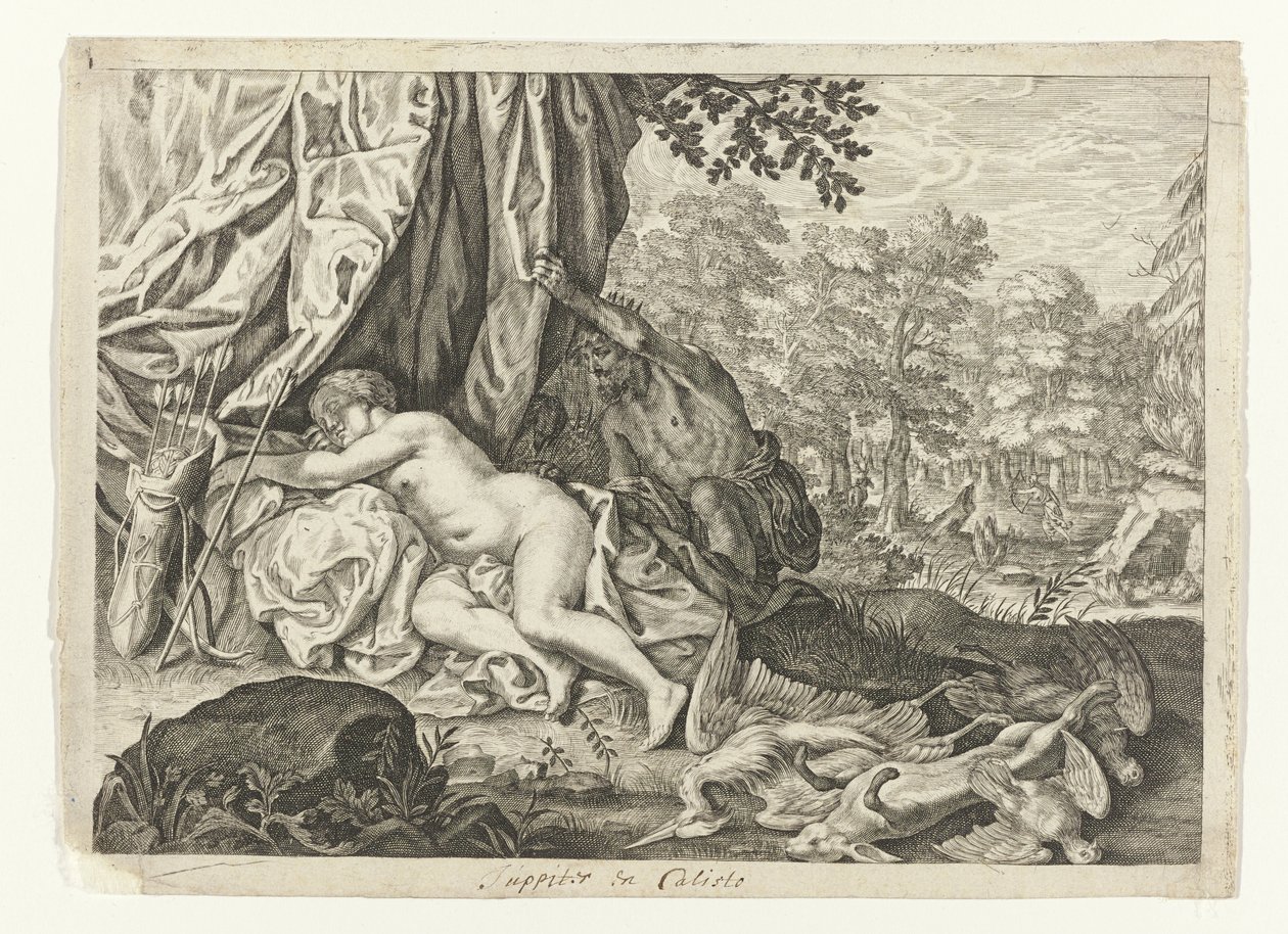 Jupiter och Callisto Metamorfosen van Ovidius (serietitel) av Crispijn van de Passe (II) (attributed to)