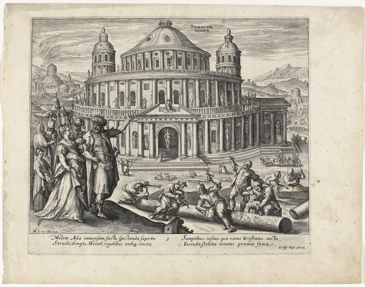 Dianas tempel i Efesos Världens sju underverk (serietitel) av Crispijn van de Passe (II) (attributed to)