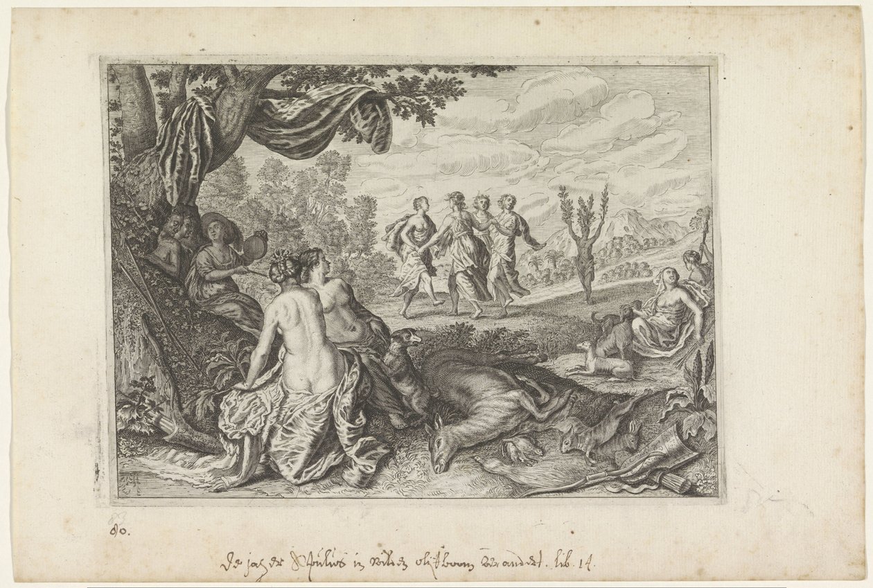 Apulus förvandlas till ett olivträd Ovidius metamorfoser (serietitel) av Crispijn van de Passe (II) (workshop of)