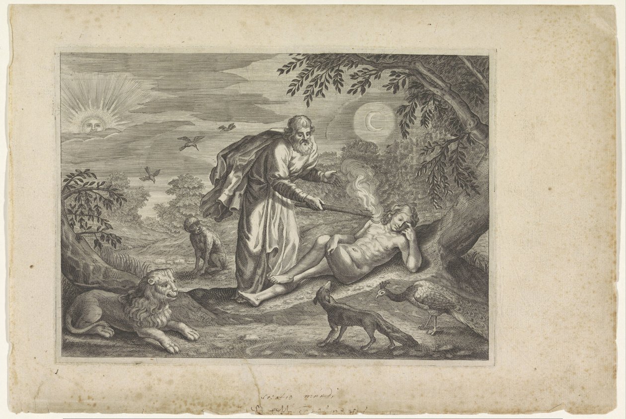 Prometheus skapar den första människan Metamorphoses of Ovid (serietitel) av Crispijn van de Passe (II) (workshop of)