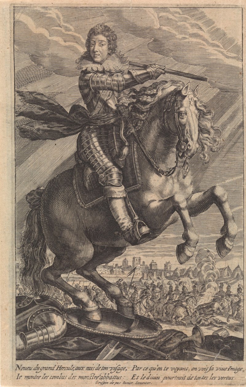 Porträtt av Ludvig XIII, till häst av Crispijn van de Passe (II)