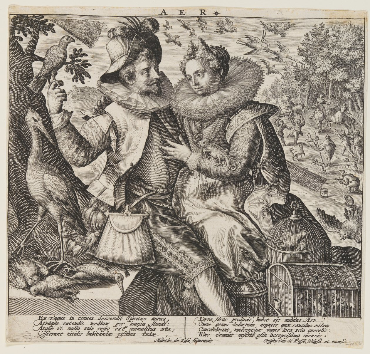 Aer (luft), från The Elements av Crispijn van de Passe I