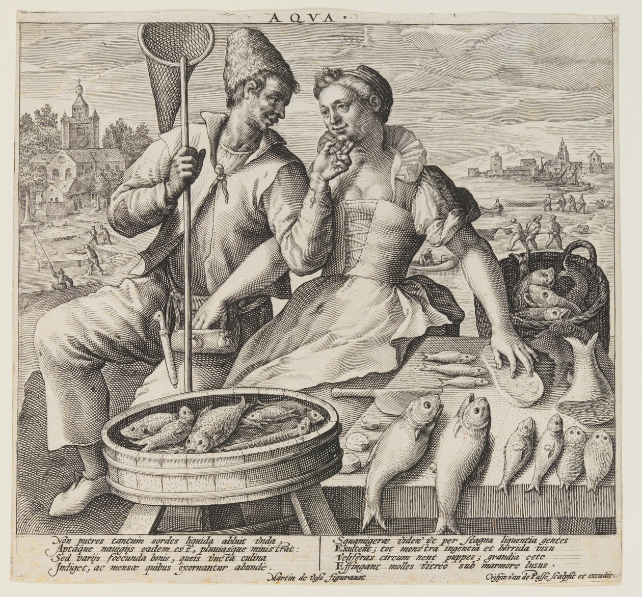 Aqua (vatten), från The Elements av Crispijn van de Passe I