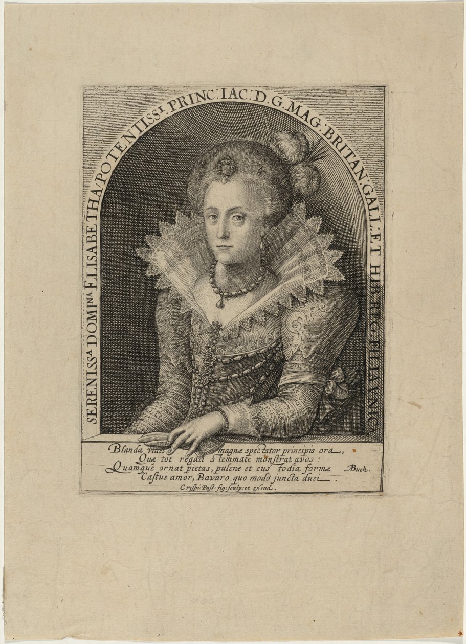 Elizabeth, prinsessa, hustru till kurfurst Fredrik V av Pfalz, kung av Böhmen av Crispijn van de Passe I