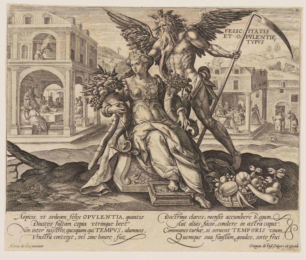 Felicitas et Opulentie Typus, från Tiden med dygder och laster av Crispijn van de Passe I