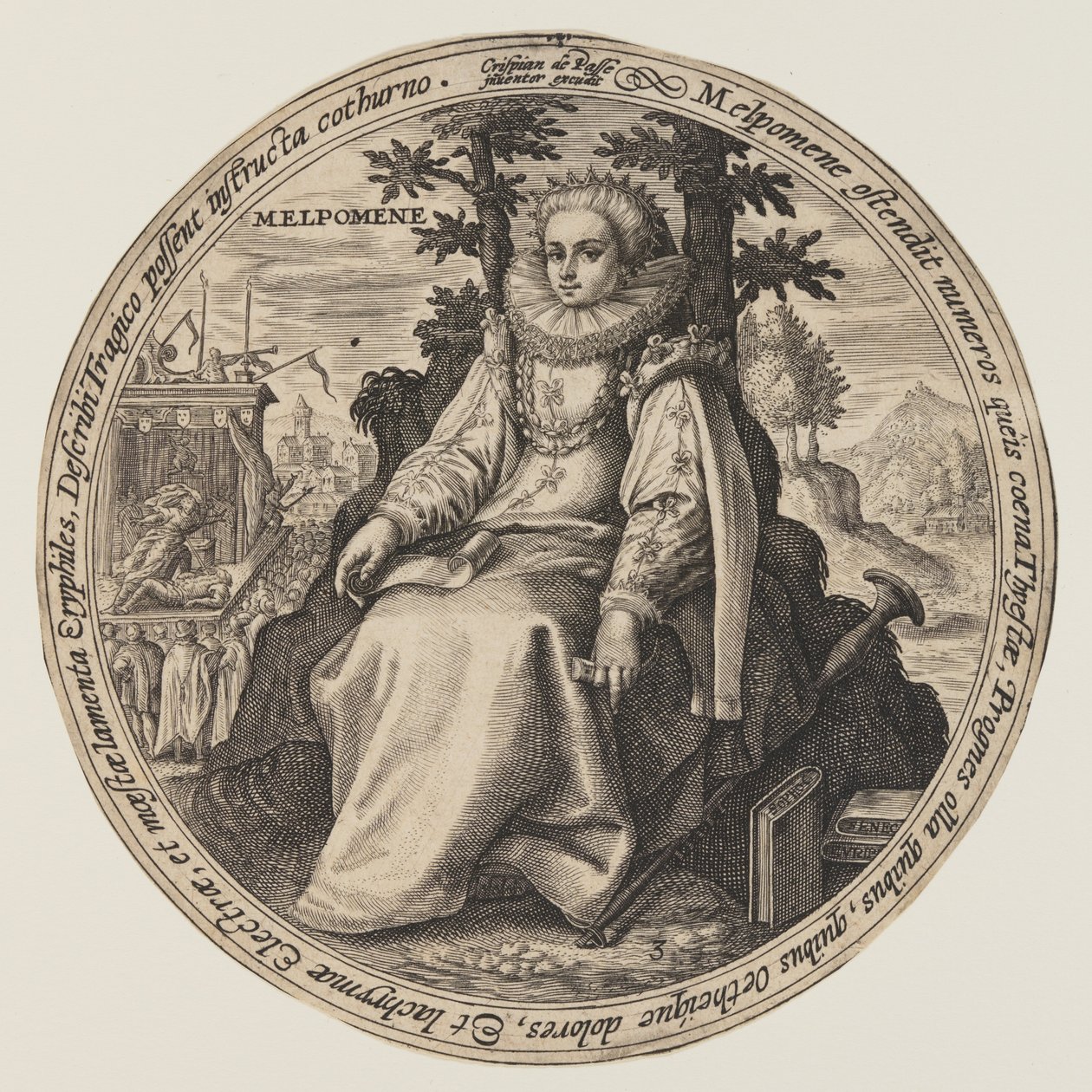 Melpomene, från Muserna av Crispijn van de Passe I