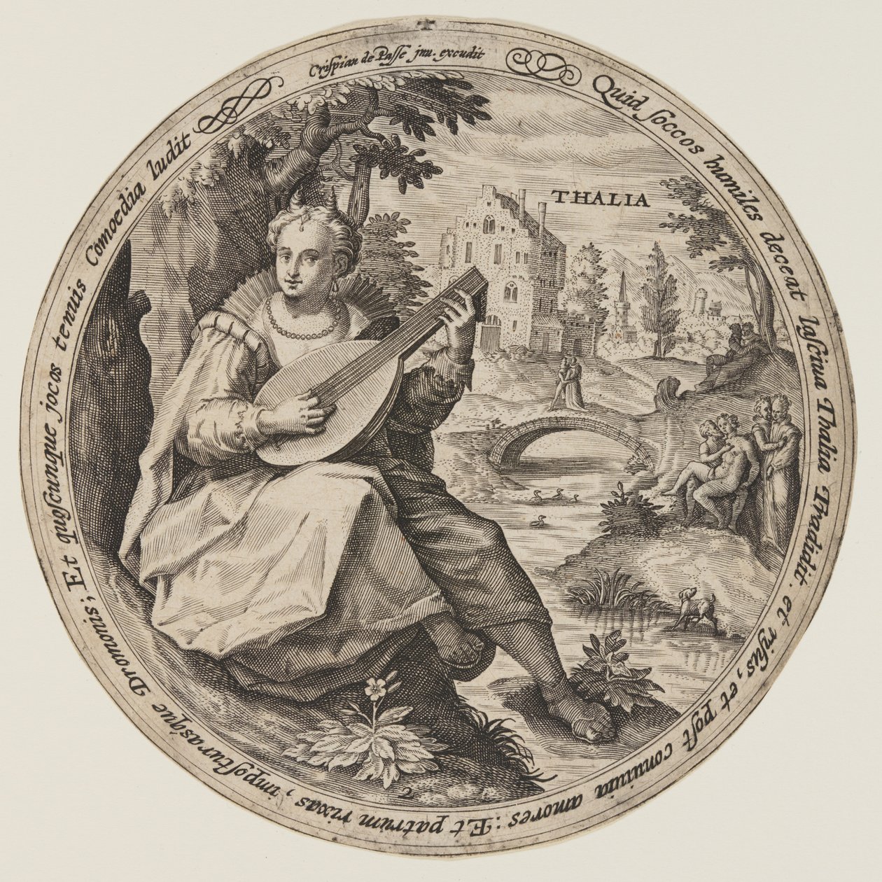 Terpsichore, från Muserna av Crispijn van de Passe I