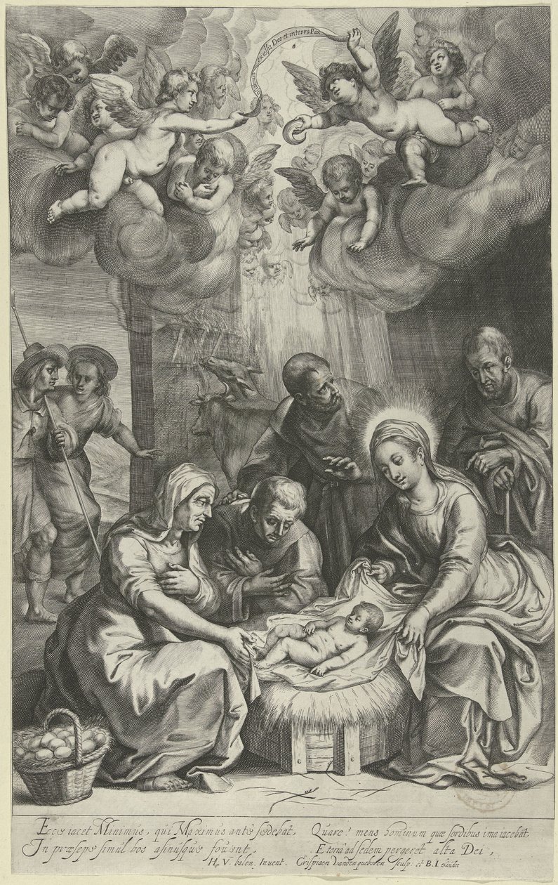 Tillbedjan av herdarna av Crispijn van den Queborn
