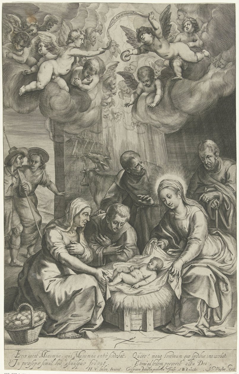 Tillbedjan av herdarna av Crispijn van den Queborn