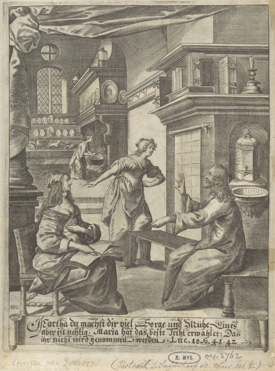 Kristus i Martas och Marias hus av Crispijn van den Queborn