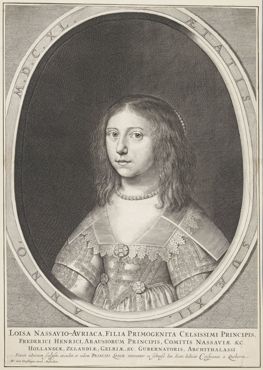 Porträtt av Louise Henriëtte, prinsessan av Orange, vid 12 års ålder av Crispijn van den Queborn