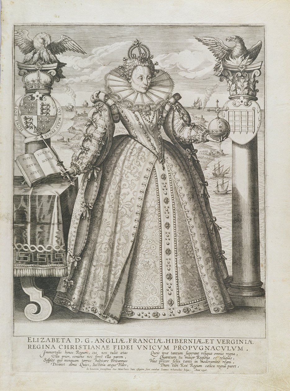 Porträtt av drottning Elisabet (1533-1603) 1596 av Crispin  Passe