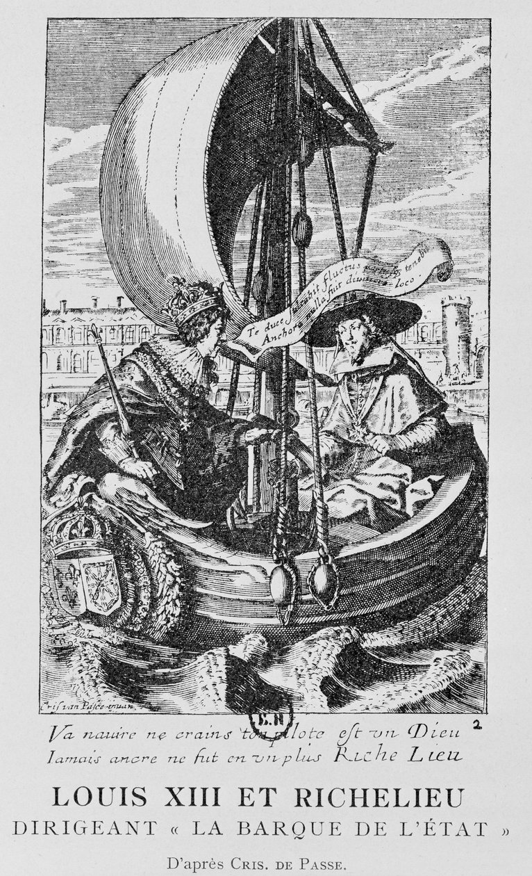 Ludvig XIII och Richelieu av Crispin I de (after) Passe