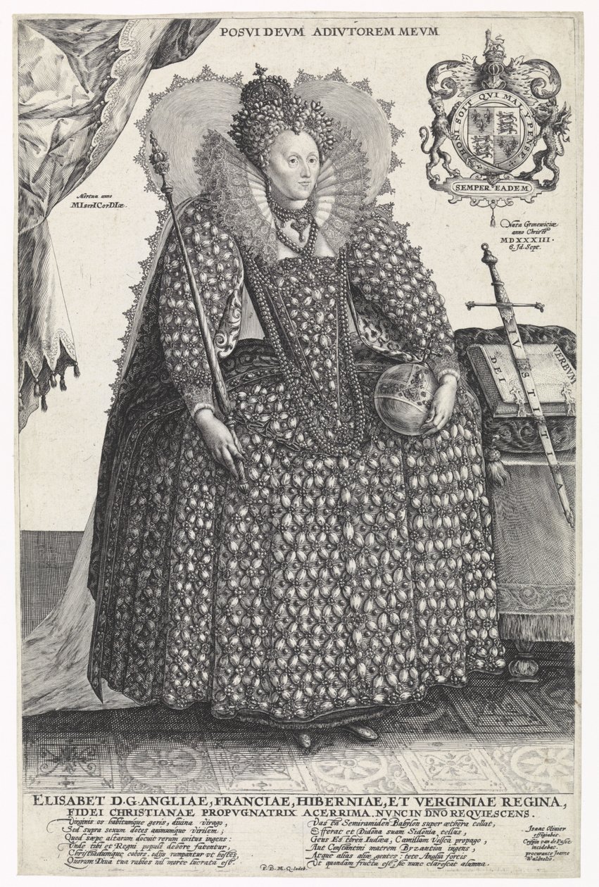 Porträtt av drottning Elizabeth I av England, c.1603 av Crispin  Passe