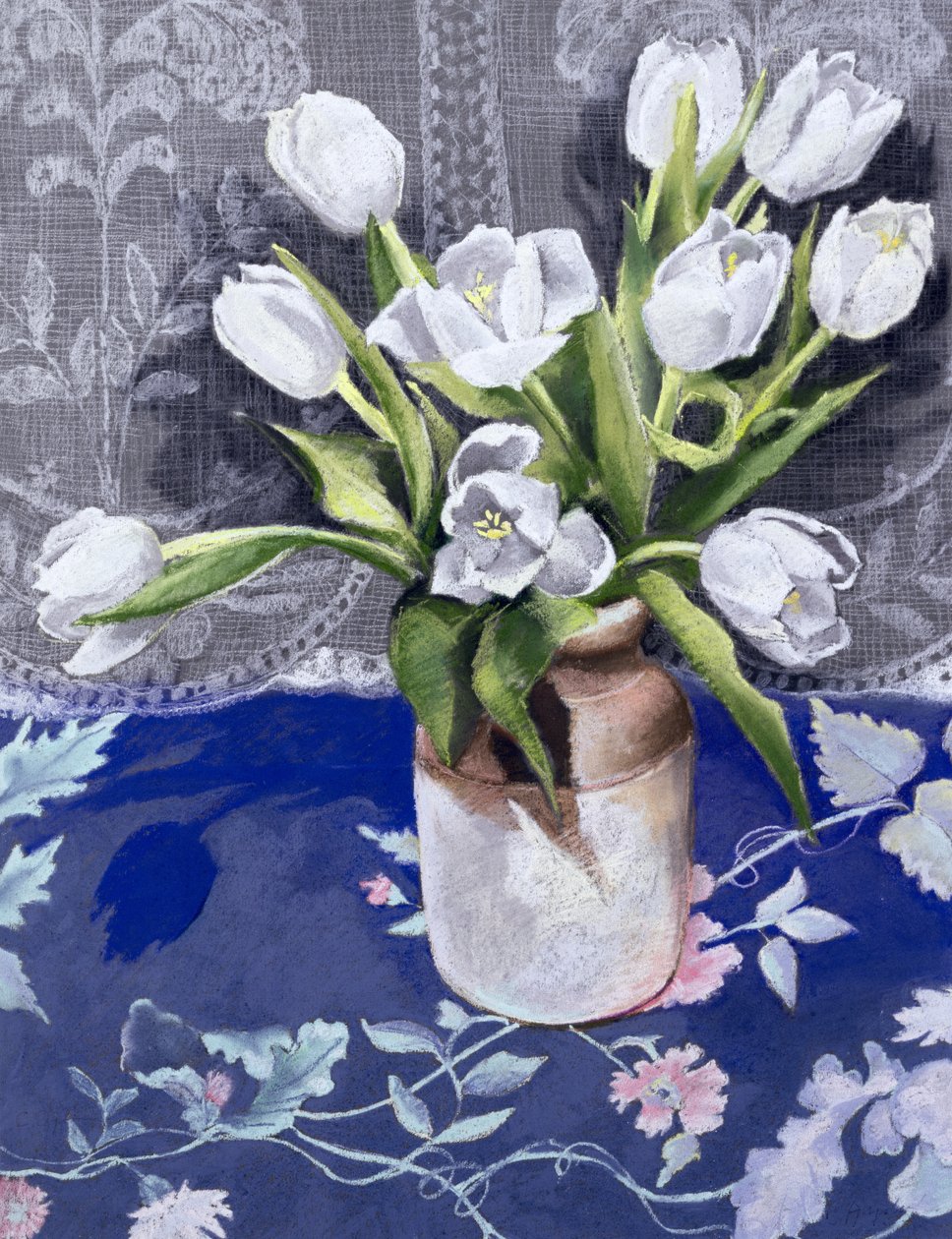 Vita tulpaner, 1994 (pastell på papper) av Cristiana Angelini