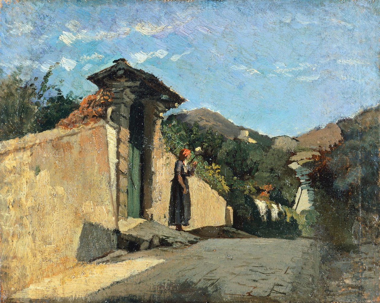 Studie av landskap, ca 1861, av Cristiano Banti (1824-1904), olja på duk ombord av Cristiano Banti