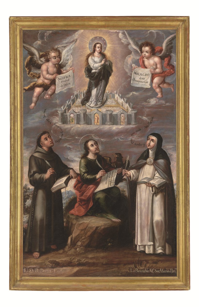 Den mystiska Guds stad, ca 1700 (olja på duk) av Cristobal de (workshop of) Villalpando