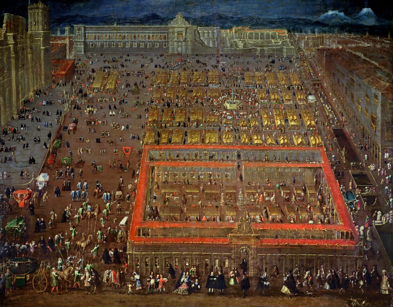 Central Square i Mexico City, 1695 av Cristobal de Villalpando