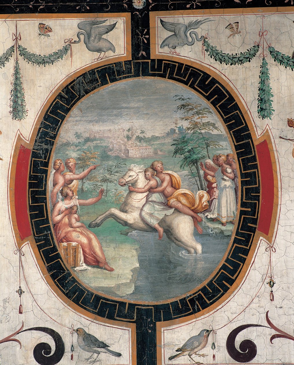 Cloelia passerar Tibern, mitten av 1500-talet. av Cristofano Gherardi