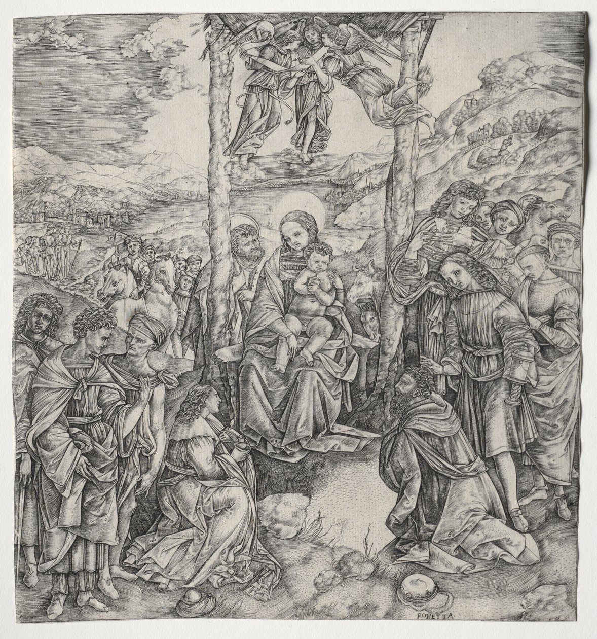Tillbedjan av Magi av Cristofano Robetta