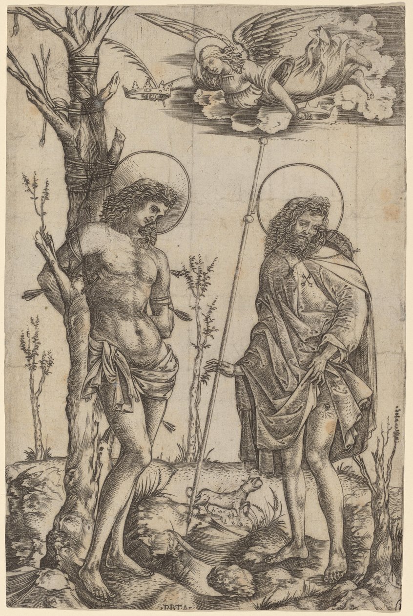 Saint Sebastian och Saint Roch av Cristofano Robetta