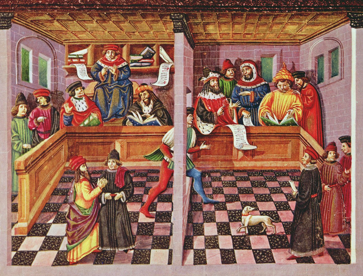 Ms Lat. 209 fol.8v Tribunal of the Scientists, från 