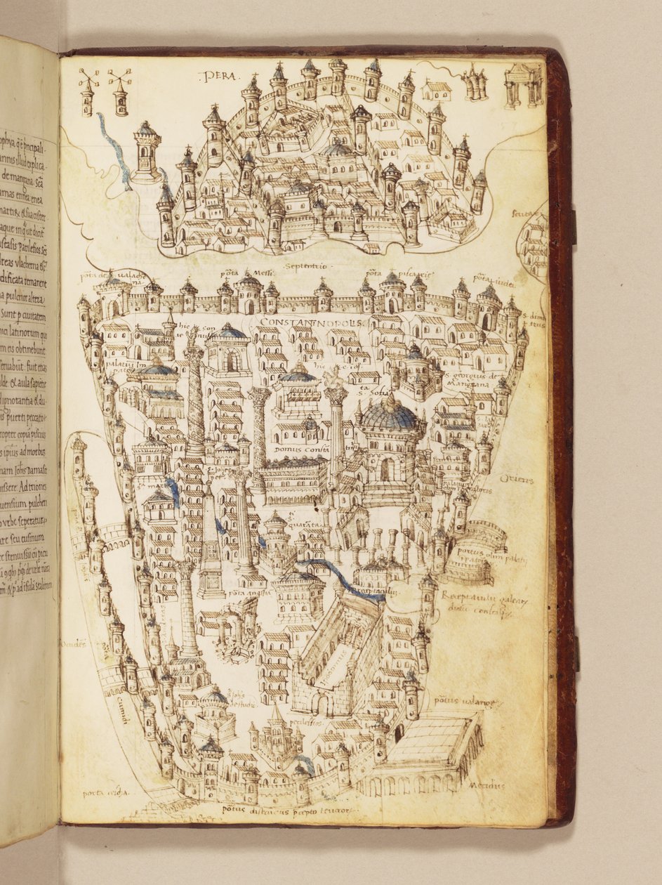 Karta över Konstantinopel, illustration från "Liber Insularum Archipelagi" av Cristoforo Buondelmonti
