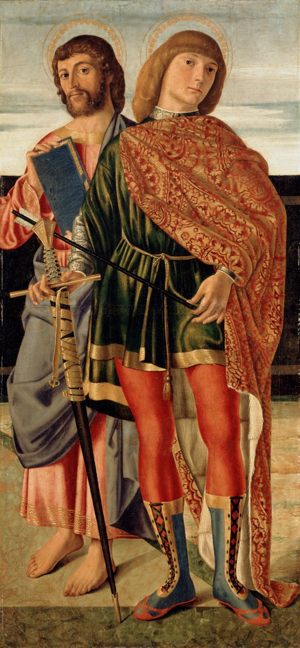 St. Matteus och St. Sebastian, ca 1499 (tempera på träpanel) av Cristoforo Caselli