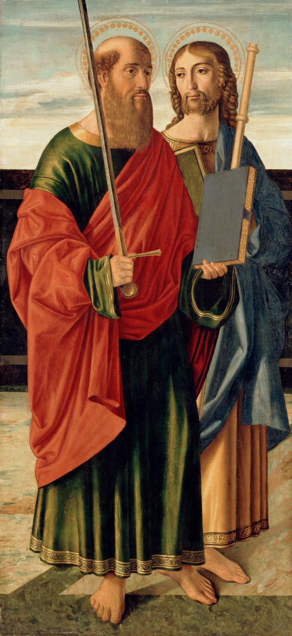 St. Paul och St. James the Elder, ca 1499 (tempera på träpanel) av Cristoforo Caselli