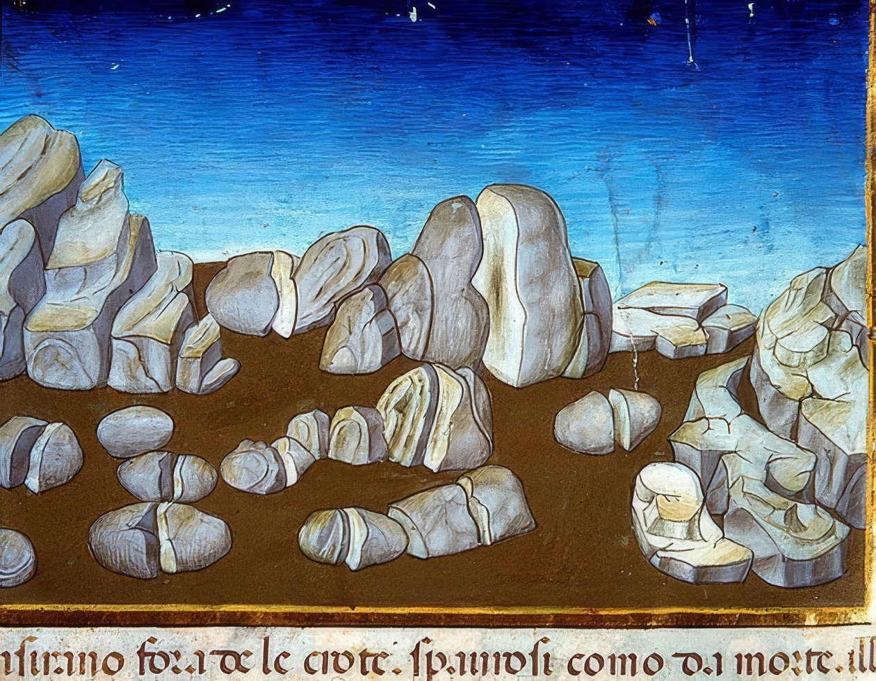 Världens ände: en jordbävning kommer att förstöra världen (c.148v). 1476 av Cristoforo De Predis
