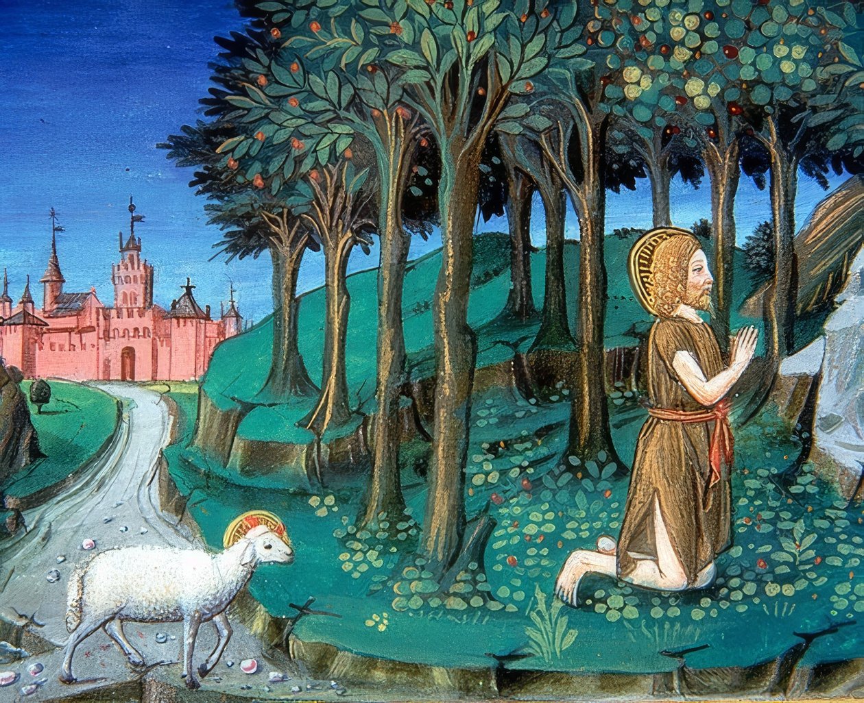 Johannes döparen ber vid stadens portar (c.143v). 1476 av Cristoforo De Predis