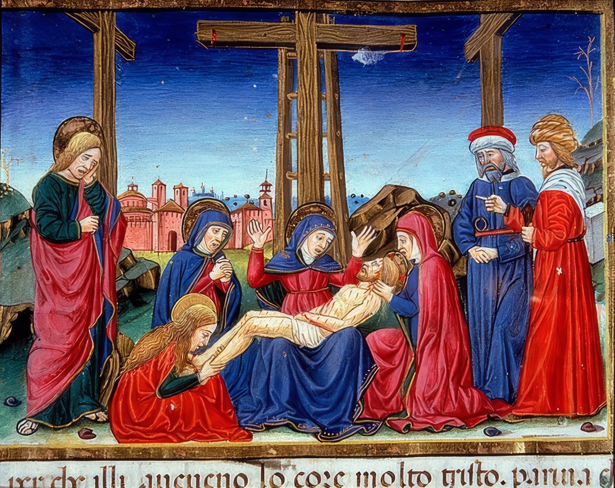 Kreuzabnahme (c.123r). 1476 av Cristoforo De Predis
