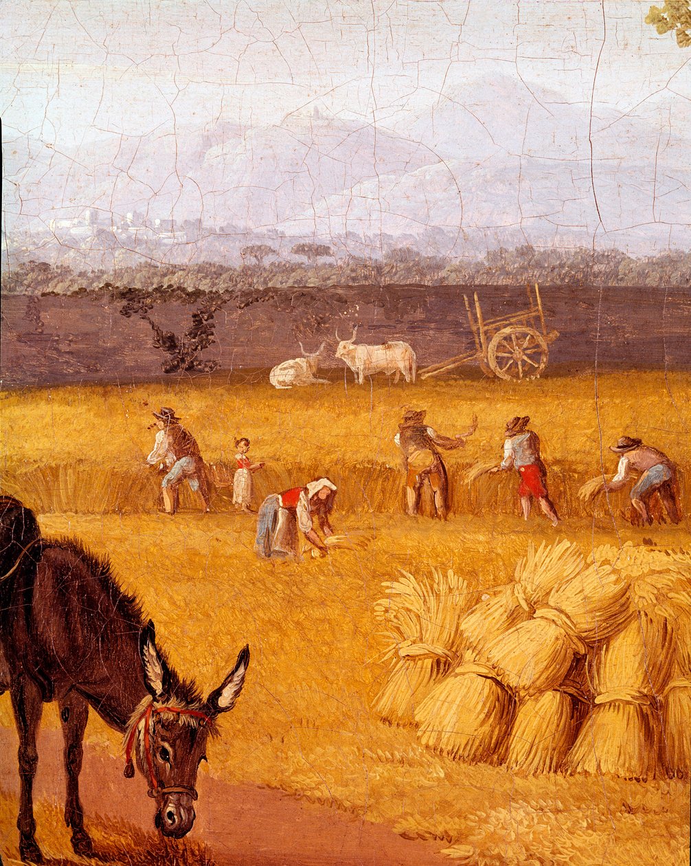 Skörd nära Caserte Detail. Målning av Cristoforo Kneip (1700-talet) vän till Goethe. 1700-talets Neapel Museo Nazionale di San Martino av Cristoforo Kneip