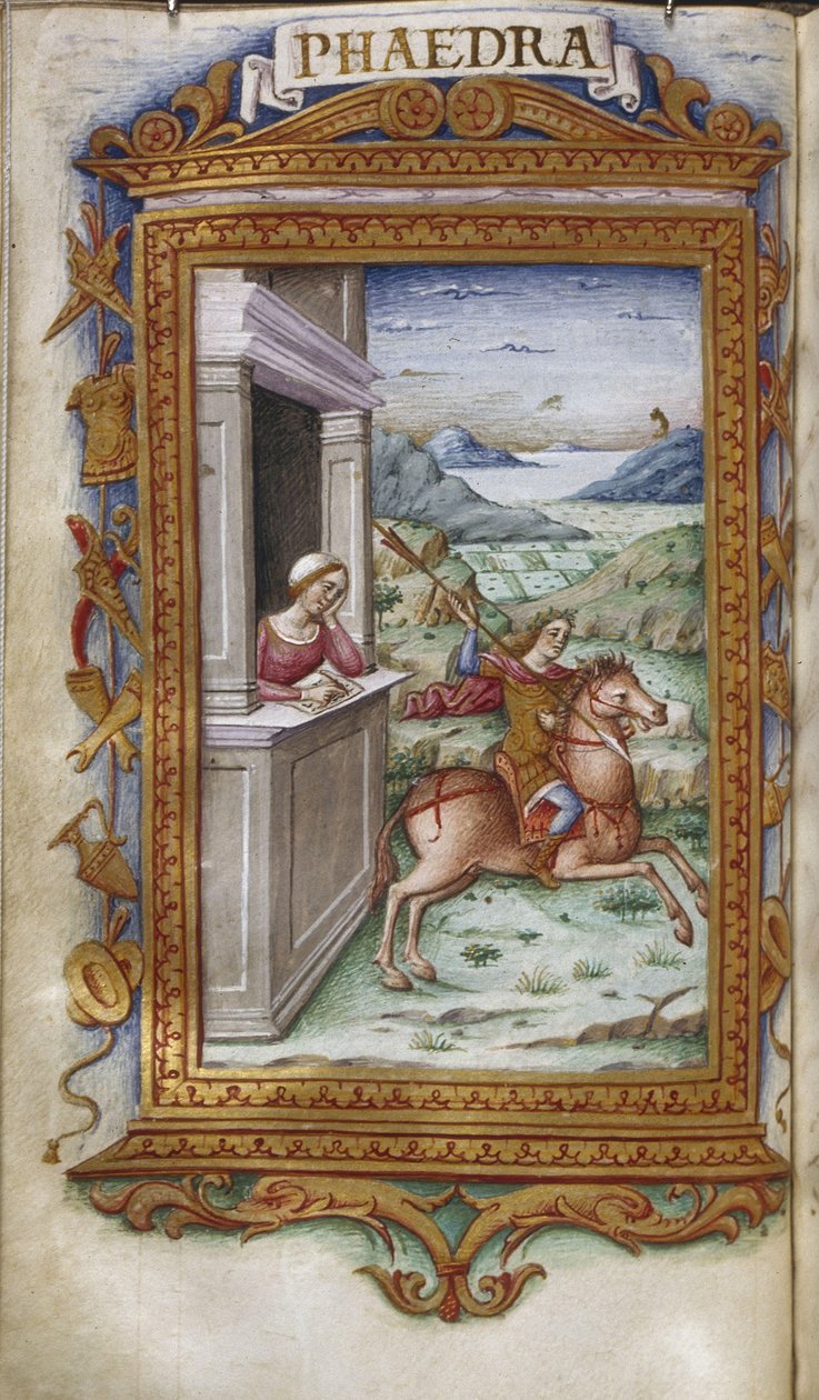 Phaedra stirrar på Hippolytus Illustration för The Heroides av Ovid, 1485-1499 av Cristoforo Majorana