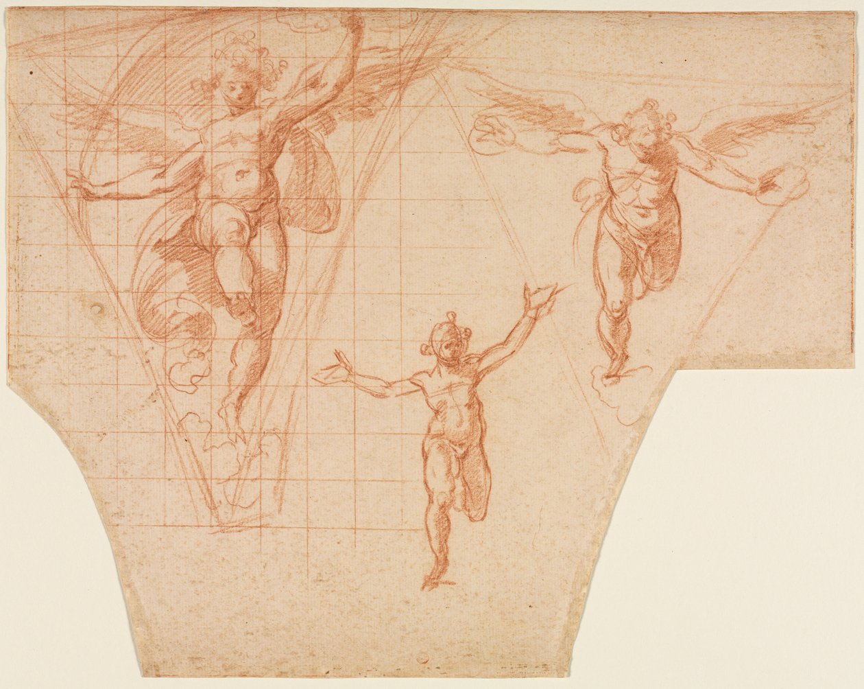 Three Studies of Angels for a Pendentive recto, Studies for Christ Meeting His Motherverso, 159 av Cristoforo Roncalli