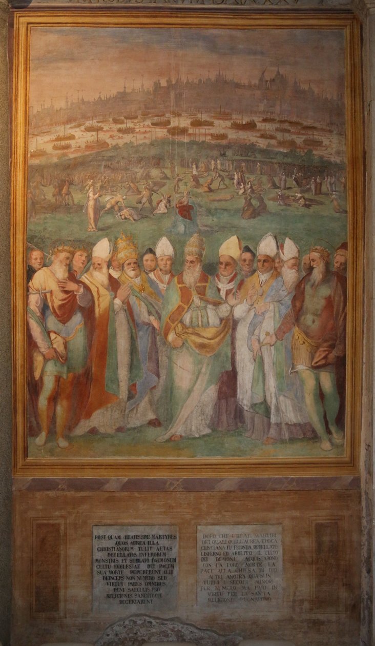 Påvens biskopar och kungar hedrar de martyrda helgonen av Cristoforo & Tempesta Antonio (1555 1630) Roncalli
