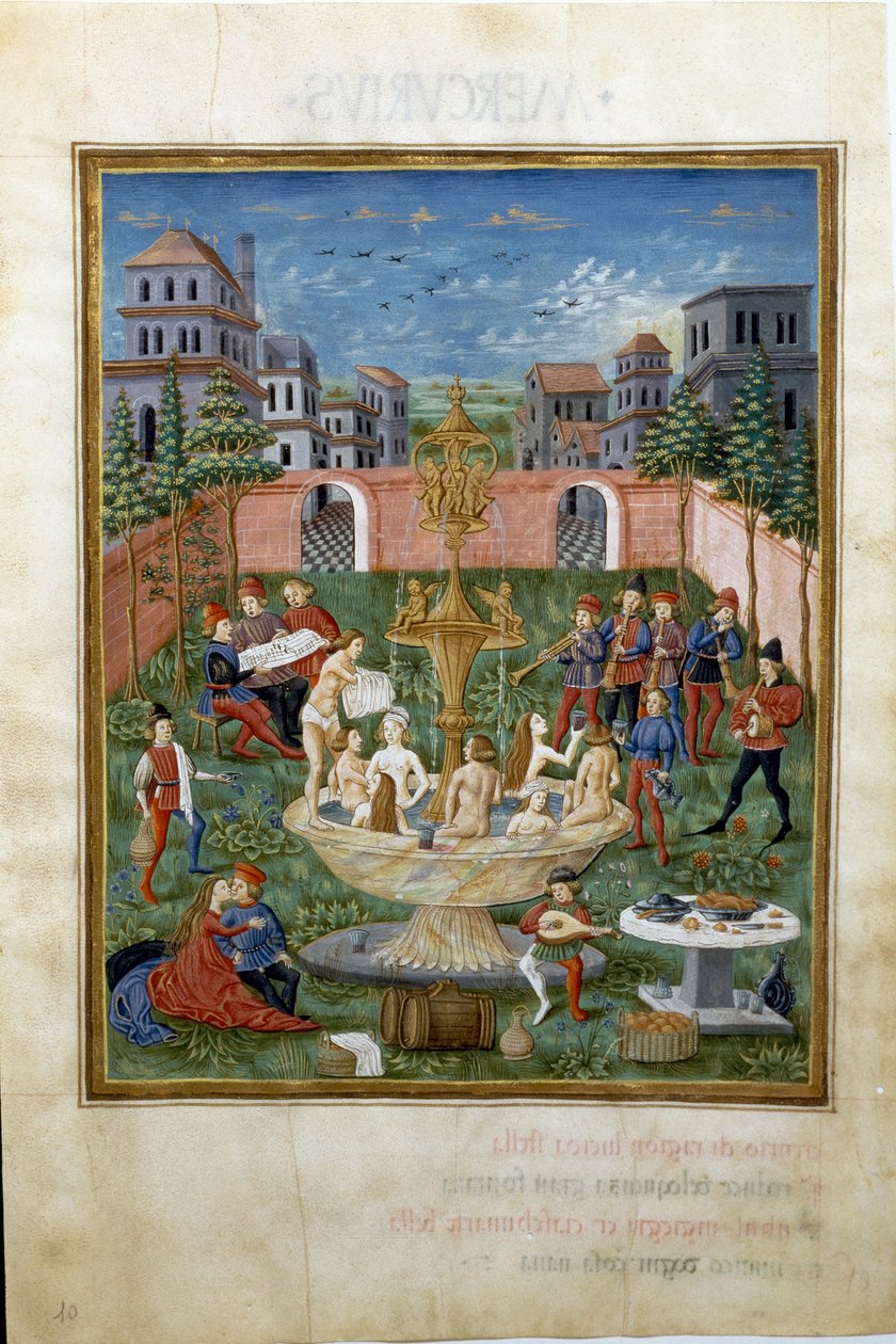 Venus inflytande: kärlekens trädgård och ungdomens källa (miniatyr, ca 1470) av Cristoforo De Predis