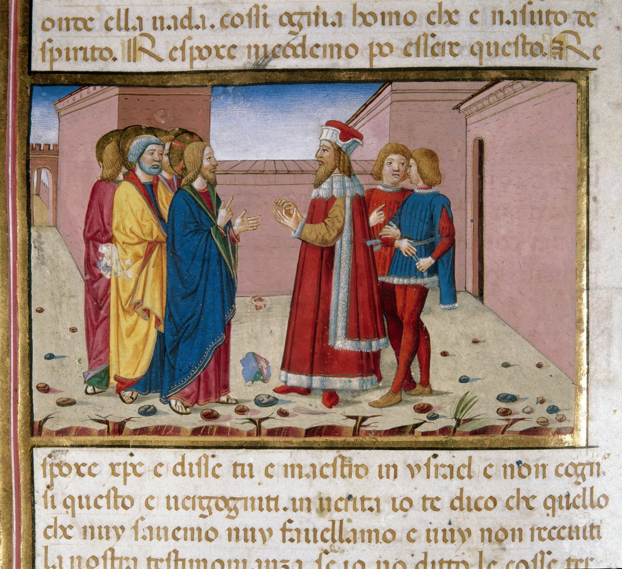 Fariséen Nicodema besöker Jesus miniatyr av Cristoforo De Predis (1440-1486) efter Nya testamentets historia (fol. 58) av Cristoforo De Predis