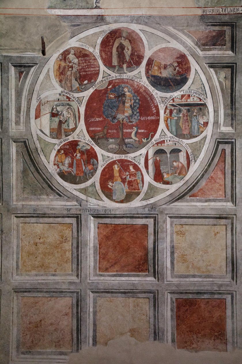 Aristoteles hjul med de kardinala dygderna av Cristoforo di & Piero Meo di Bindoccio