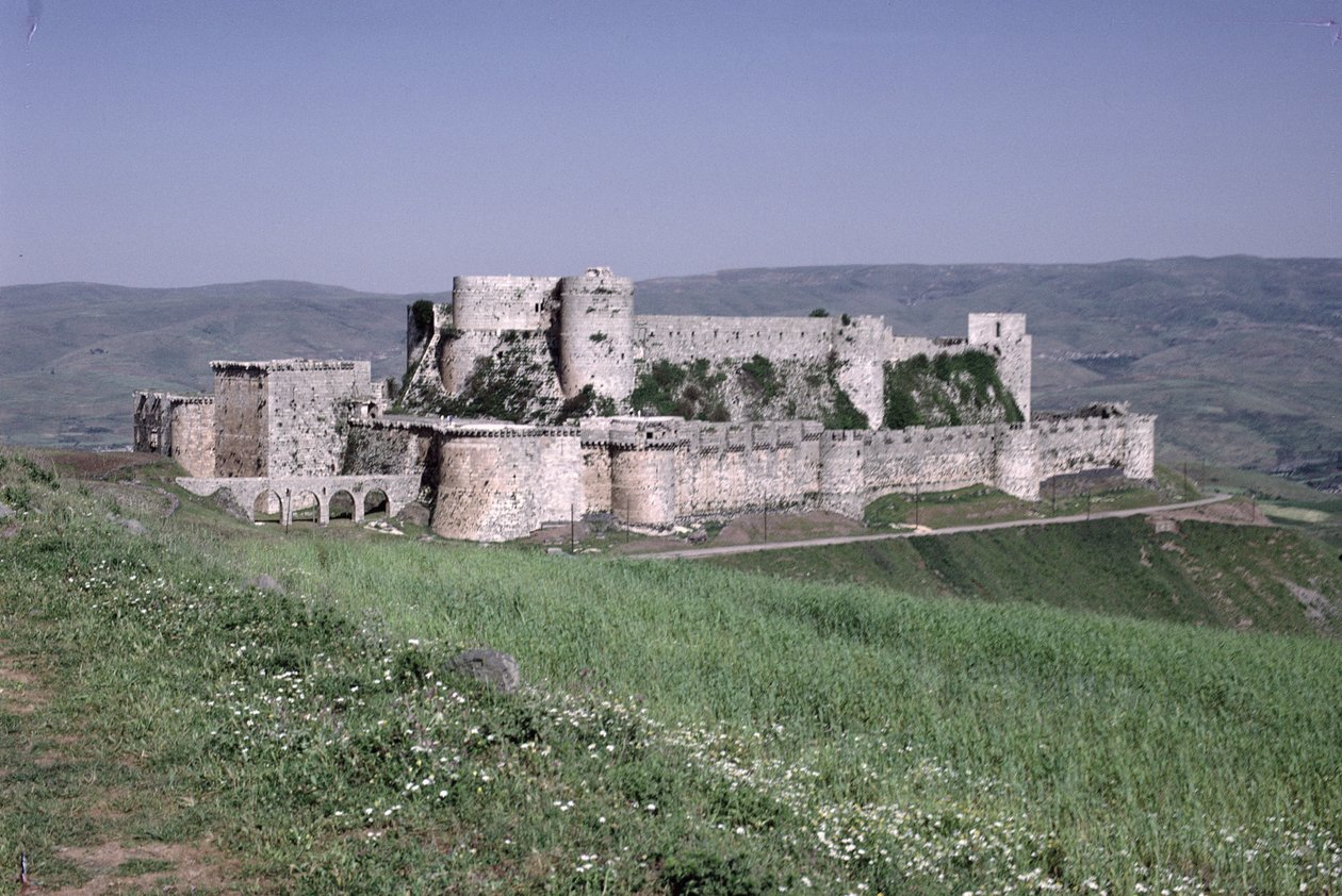 Översikt över fästningen Krak des Chevaliers, c.1143 av Crusader Period