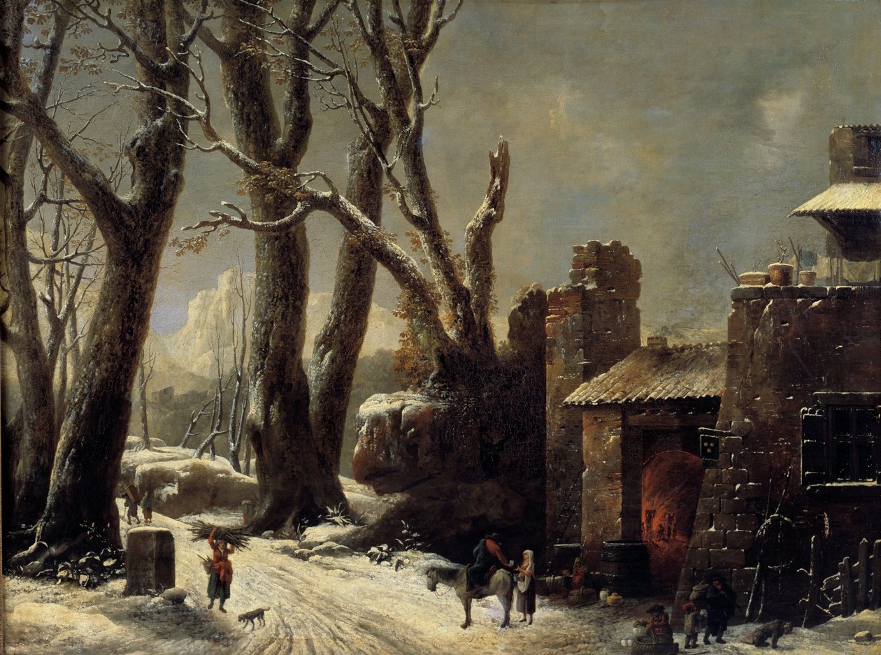 En första snö i Piemont-målningen av Cesar Van Loo (1743-1821) av César van Loo