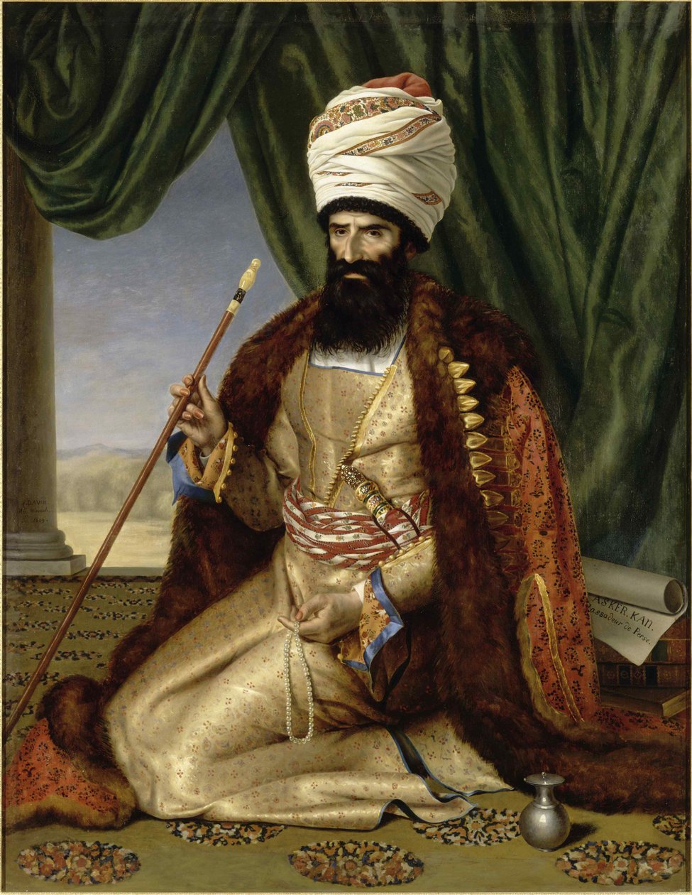 Porträtt av Asker Khan, Persiens ambassadör, i Paris 1808, 1809. av Césarine Henriette Davin Mirvault