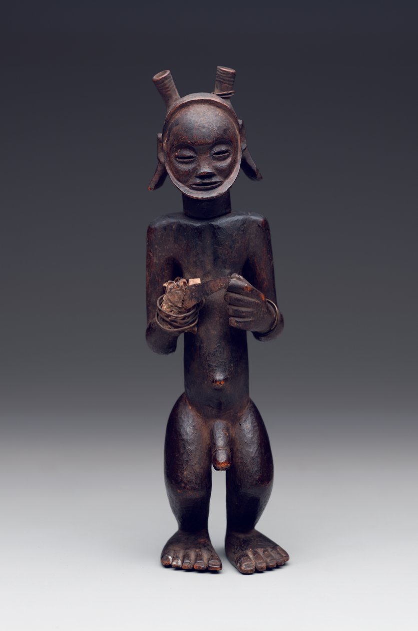 Rituell behållare i form av en stående mansfigur av Culture Chokwe