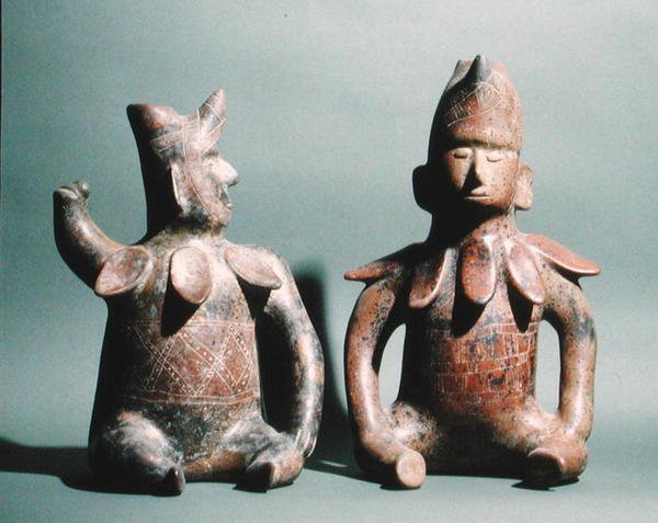 Två statyetter från Colima, Mexiko, 300 BC - 500 AD (keramik) av Culture Colima