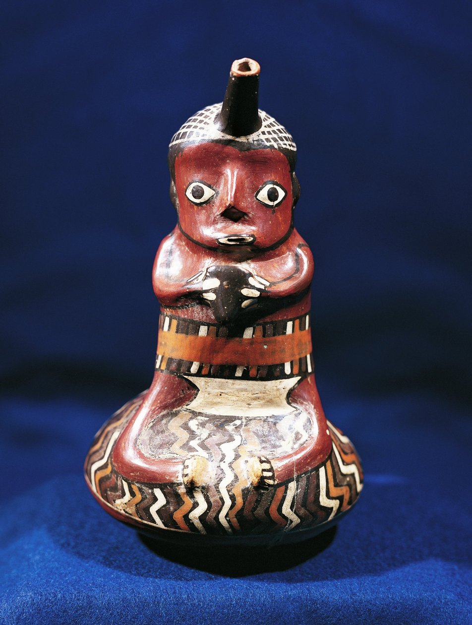 Antropomorft kärl av musikämne, Peru (polykrom terrakotta) av Culture Nazca