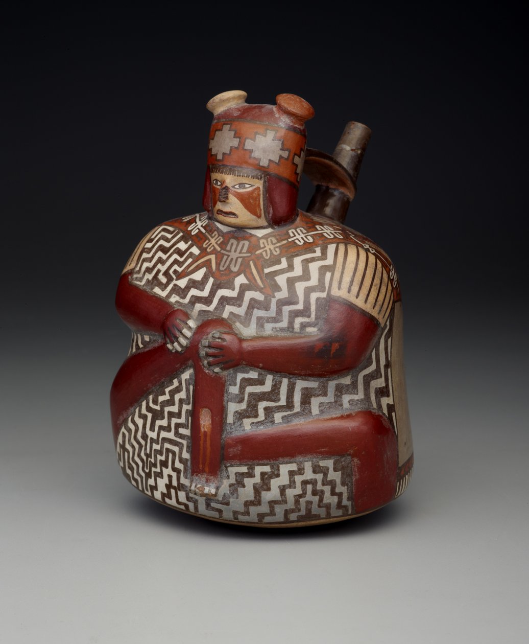 Fartyg som föreställer en sårad krigare, tidig mellanperiod, Nazca fas 7, c.500-600 (keramik) av Culture Nazca