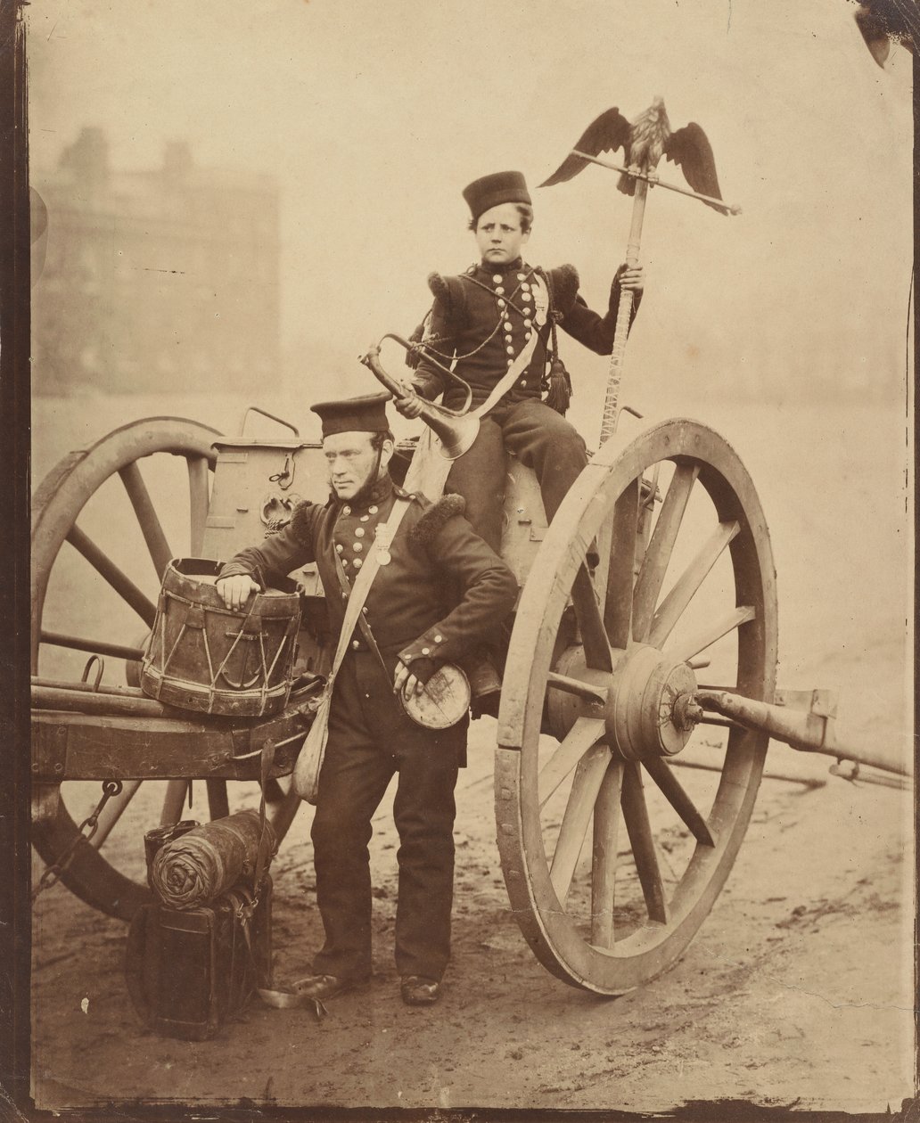 Trumpeter Gritten och Trumpeter Lang i Woolwich, 1856. av Cundall and Howlett