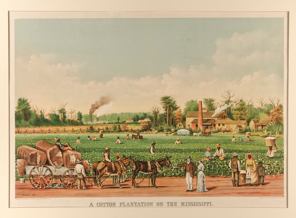 En bomullsplantage på Mississippi av Currier and Ives