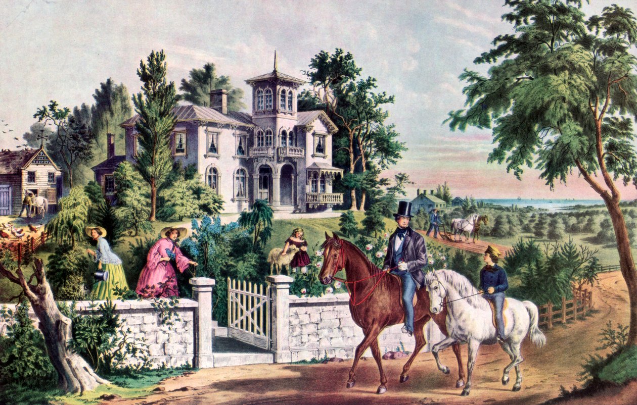 American Country Life, majmorgon, 1855. av Currier and Ives
