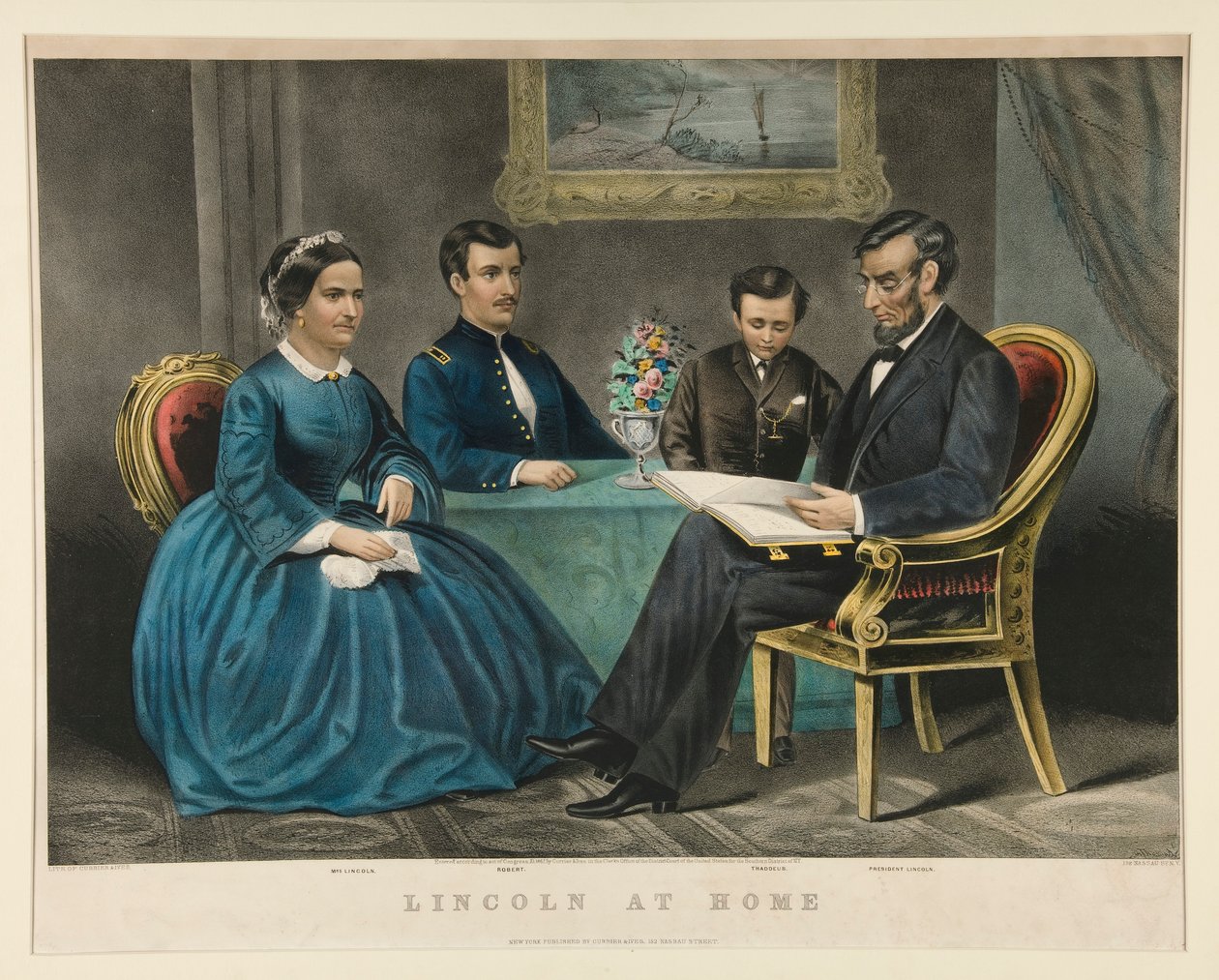 Lincoln hemma av Currier and Ives